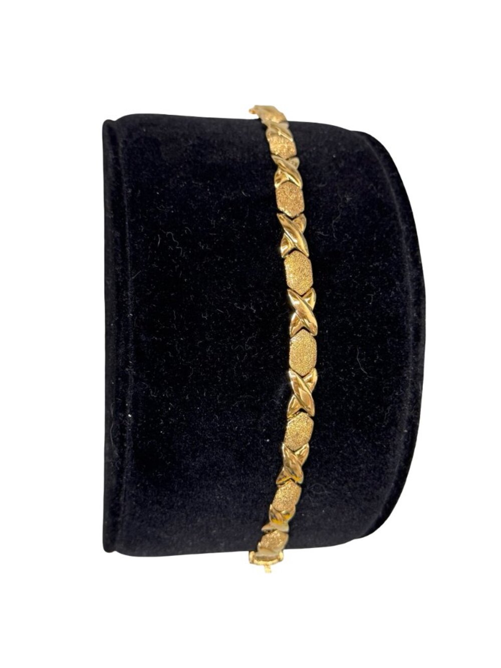 Gold Tone Textured X-Link Women's Bracelet - Picture 3 of 8